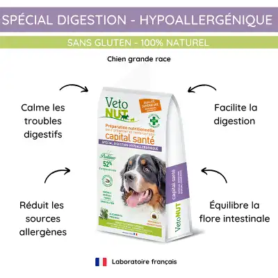 Vétonut Croquettes pour chien « spécial digestion hypoallergénique » (grandes races) Carton