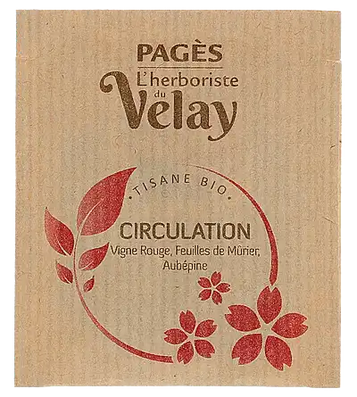 Pagès Circulation Infusion Bio Vigne Rouge Feuilles De Mûrier Aubépine Boîte De 20 Sachets