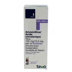 Amoxicilline/acide Clavulanique Teva 100 Mg/12,5 Mg Par Ml Enfants, Poudre Pour Suspension Buvable En Flacon (rapport Amoxicilline/acide Clavulanique : 8/1)