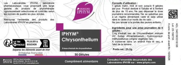 Iphym Conseil Iphym Chrysanthellum Métabolisme Des Lipides Gélules B/150