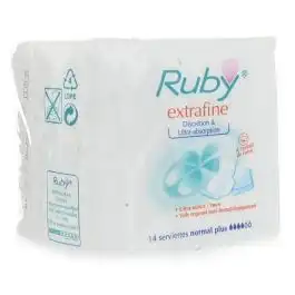 RUBY Extrafine serviettes hygiéniques B/14