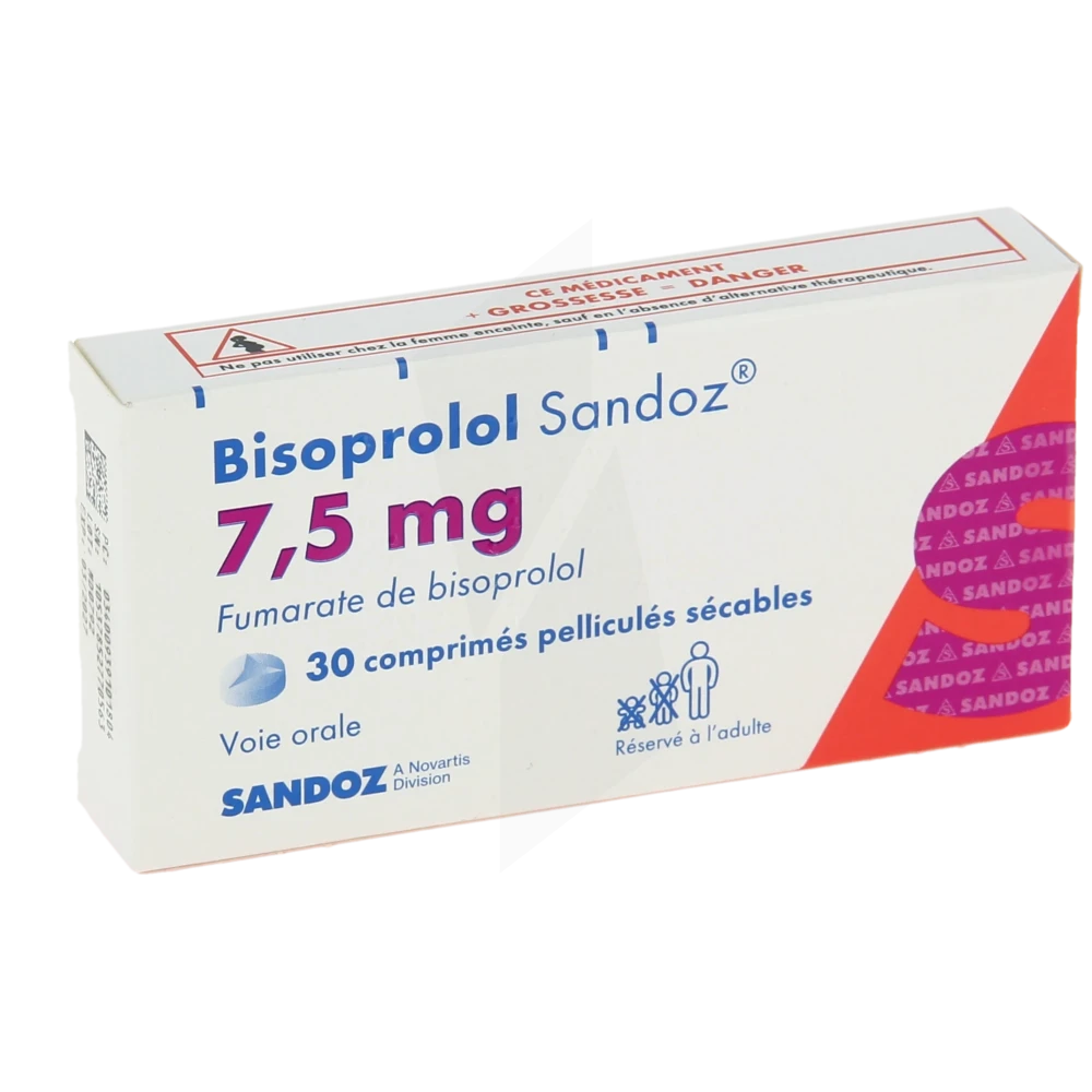Bisoprolol Sandoz 7,5 Mg, Comprimé Pelliculé Sécable