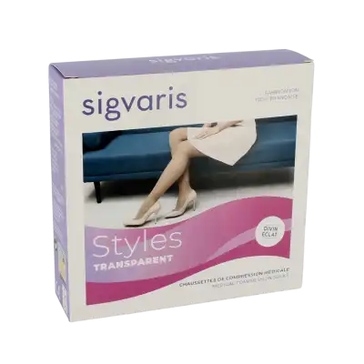 Sigvaris Styles Transparent Chaussettes  Femme Classe 2 Beige 130 Large Long à MONTEUX