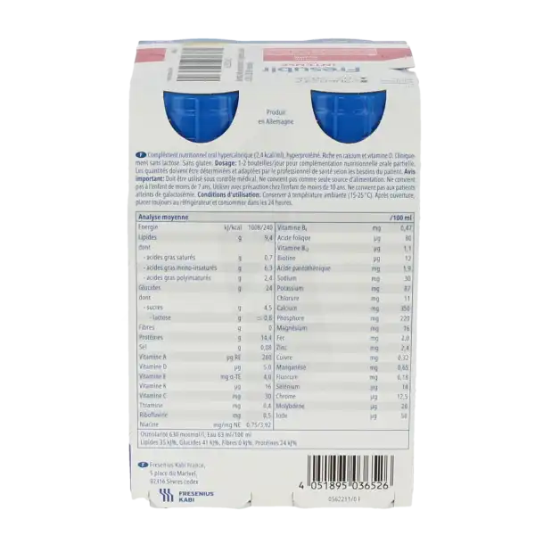Fresubin Intense Drink Nutriment Vanille 4bouteilles/200ml