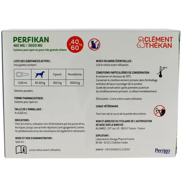 Perfikan 402 Mg/3600 Mg Solution Pour Spot-on Pour Tres Grands Chiens, Solution Pour Spot-on