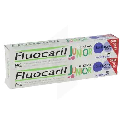 Fluocaril Junior Dentifrice Bubble Gum 6-12ans 2t/75ml à VINCENNES
