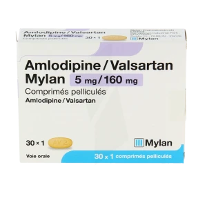 Amlodipine/valsartan Mylan 5 Mg/160 Mg, Comprimé Pelliculé