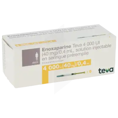 ENOXAPARINE TEVA 4000 UI (40 mg)/0,4 mL, solution injectable en seringue préremplie