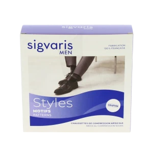 Sigvaris Styles Motifs Rayures Chaussettes  Homme Classe 2 Ardoise Medium Long