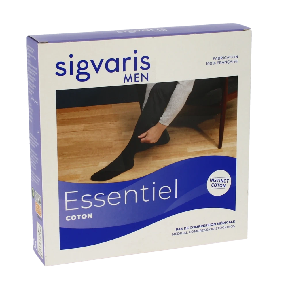 Sigvaris Essentiel Coton Bas Auto-fixants  Homme Classe 2 Sable Medium Normal