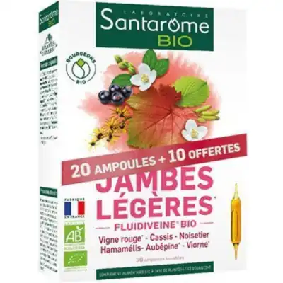 Santarome Bio Jambes Légères Solution Buvable 30 Ampoules/10ml à Bourg-lès-Valence