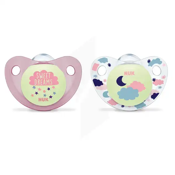 Nuk Trendline Night Sucette Physiologique Fille T2 B/2