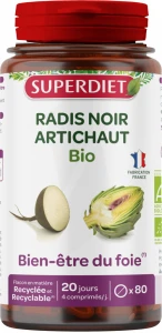 Superdiet Radis Noir Artichaut Bio 380mg Comprimés B/80