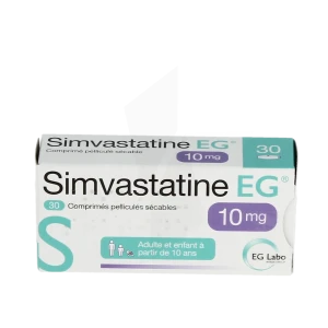 Simvastatine Eg 10 Mg, Comprimé Pelliculé Sécable