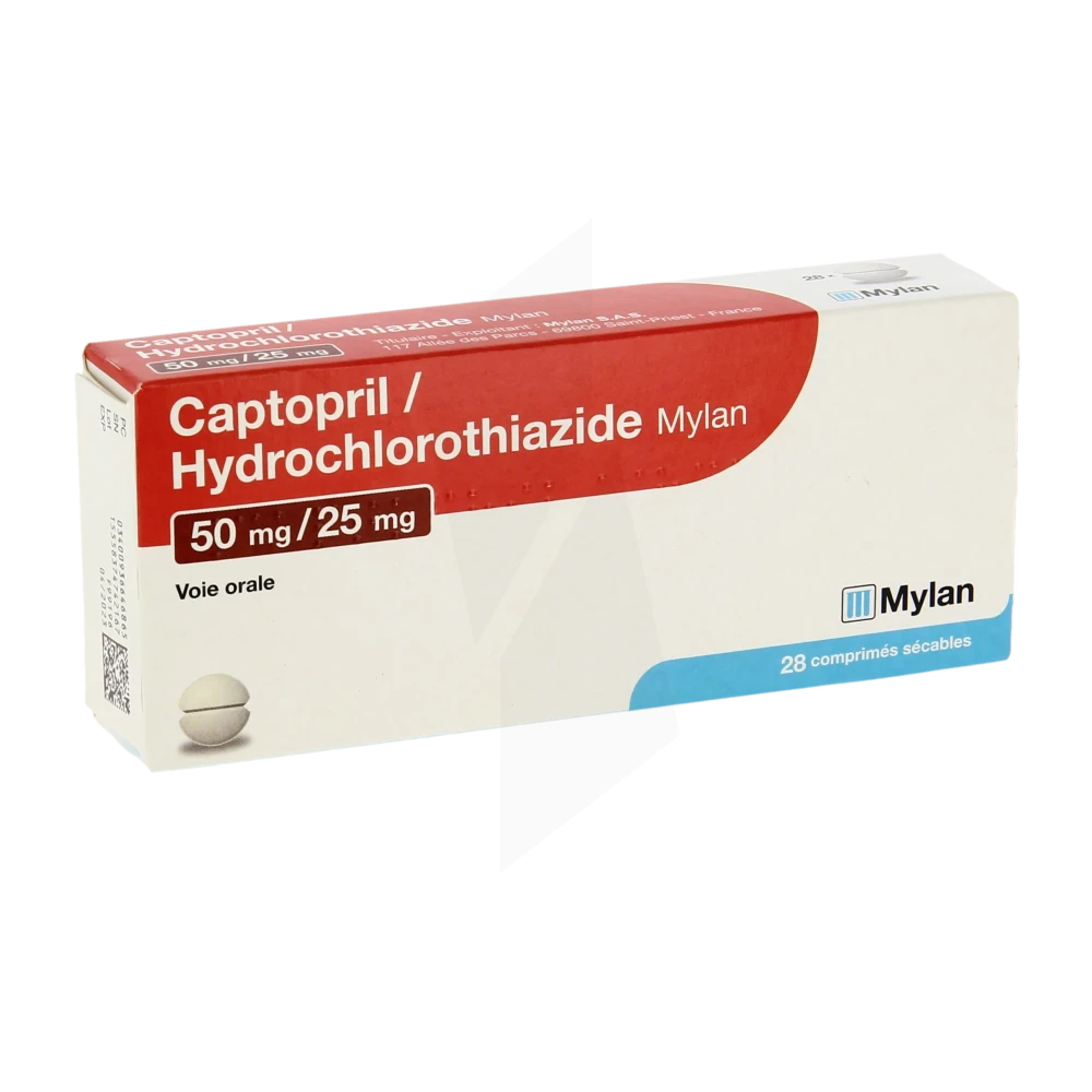 Captopril/hydrochlorothiazide Viatris 50 Mg/25 Mg, Comprimé Sécable