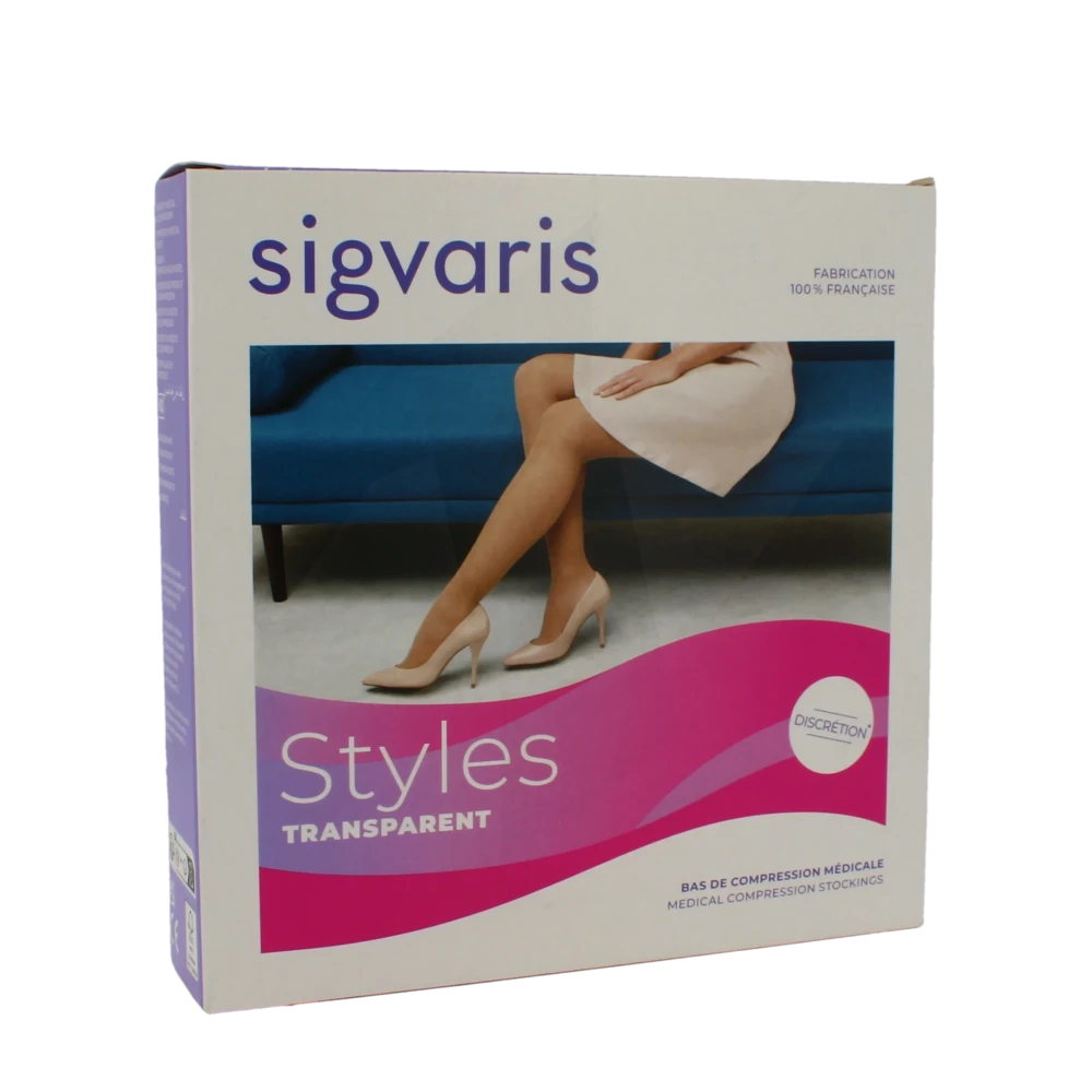 Sigvaris Styles Divin Eclat Transparent Bas Auto-fixants Classe 2 Femme Noir Normal S