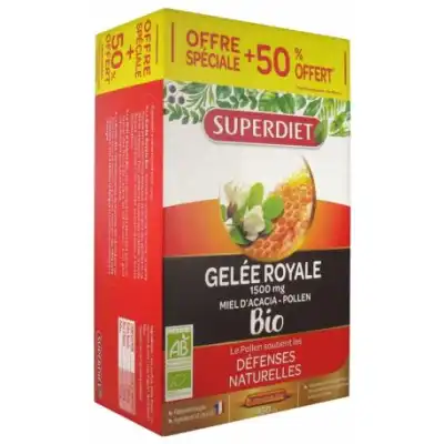 Superdiet Gelée Royale Miel Pollen Bio S Buv 30amp/15ml à BARENTIN