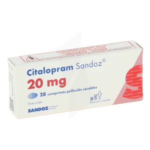 Citalopram Sandoz 20 Mg, Comprimé Pelliculé Sécable