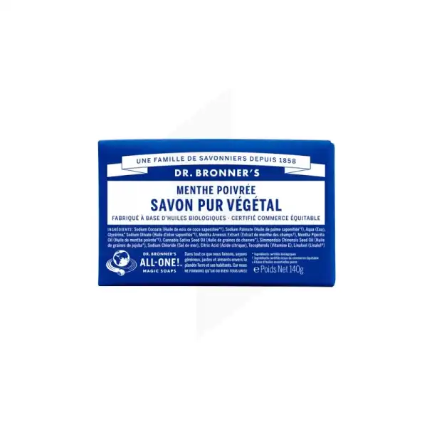 Dr Bronner's Pain De Savon Menthe PoivrÉe 140 G