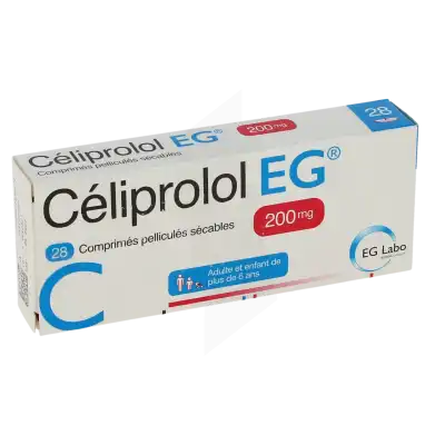 CELIPROLOL EG 200 mg, comprimé pelliculé sécable