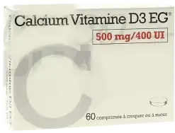 Calcium Vitamine D3 Eg 500 Mg/400 Ui, Comprimé à Croquer Ou à Sucer à HEROUVILLE ST CLAIR