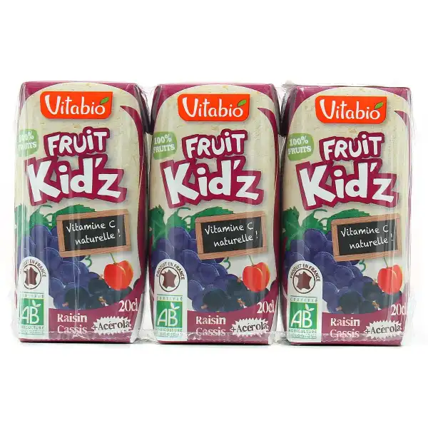 Vitabio Fruit Kid'z Jus Pomme Raisin 3briques/20cl