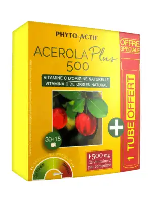 Phyto-actif Acérola Plus 500 30 Comprimés + 15 Comprimés Offerts à MARSEILLE