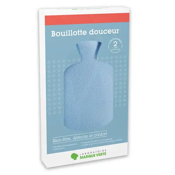 Bouillotte Thermoplastique Housse Verte 2l