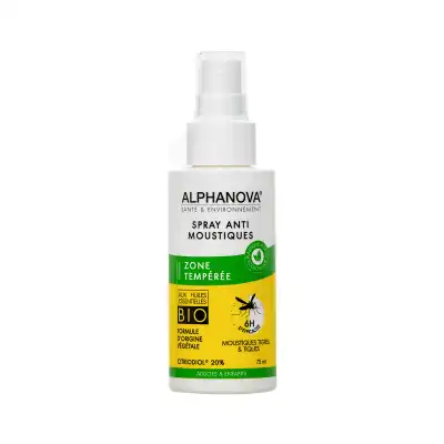 Alphanova Santé Bio Anti-moustique Zone Tempérée 6h Spray Fl/75ml à VILLENAVE D'ORNON