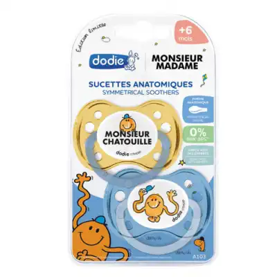 Dodie Duo Sucette Anatomique Silicone +6mois Mr Chatouille B/2 à Harly