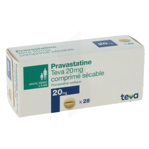 Pravastatine Teva 20 Mg, Comprimé Sécable