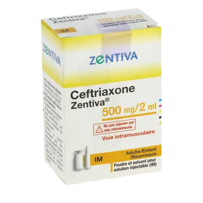 CEFTRIAXONE ZENTIVA 500 mg/2 ml, poudre et solvant pour solution injectable (IM)