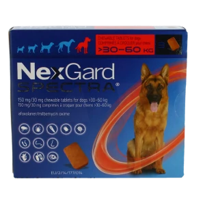 Nexgard Spectra 150 Mg/ 30 Mg Comprime A Croquer Pour Chiens 30 - 60 Kg, Comprimé à Croquer