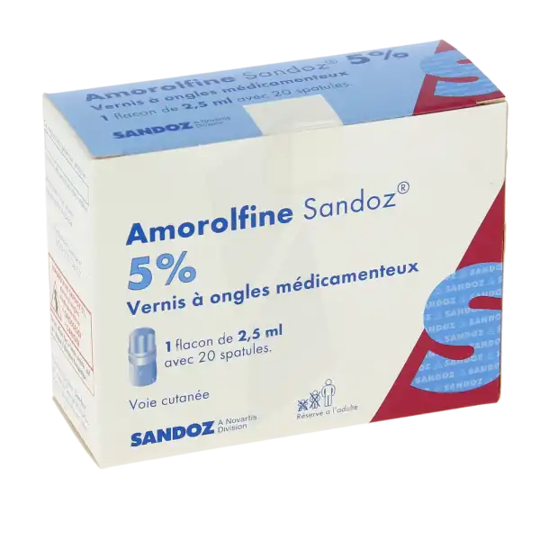 Amorolfine Sandoz 5 % V Ongles Médicamenteux Fl/2,5ml+20spatules