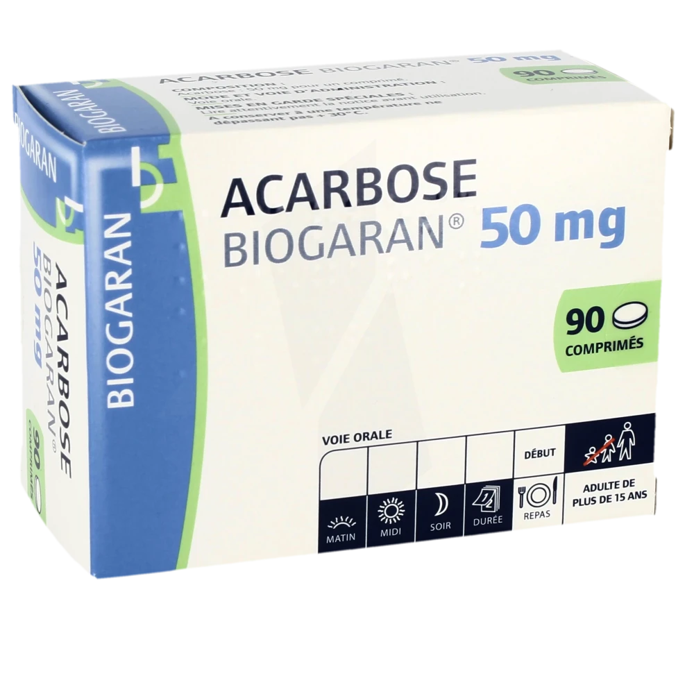 Acarbose Biogaran 50 Mg, Comprimé
