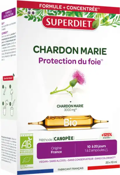 Superdiet Chardon Marie Bio Solution Buvable 20 Ampoules/10ml