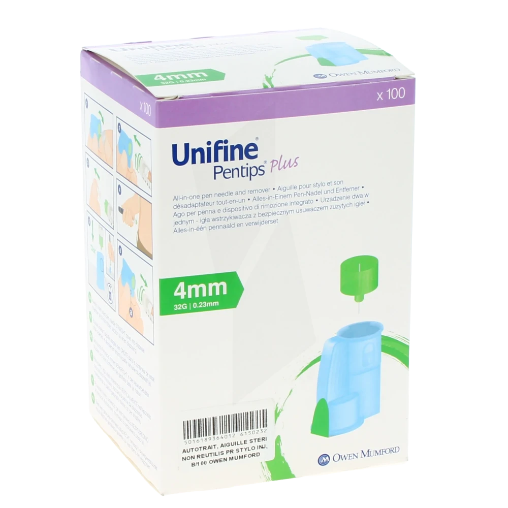 Unifine Plus Aiguille Avec Désadaptateur Pour Stylo 4mm B/100