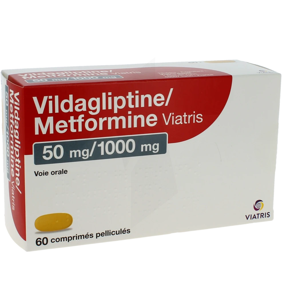 Vildagliptine/metformine Viatris 50 Mg/1000 Mg Comprimé Pelliculé