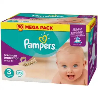 Pampers - Baby Dry - Couches Taille 3 (5-9 kg) - Jumbo+ Pack (x90