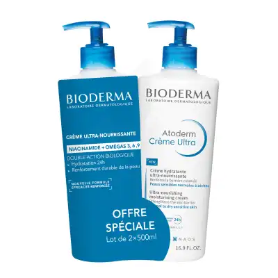 Bioderma Atoderm Crème Ultra Nourissante Hydratante Peau Sèches 2x500ml à QUINCY-SOUS-SÉNART
