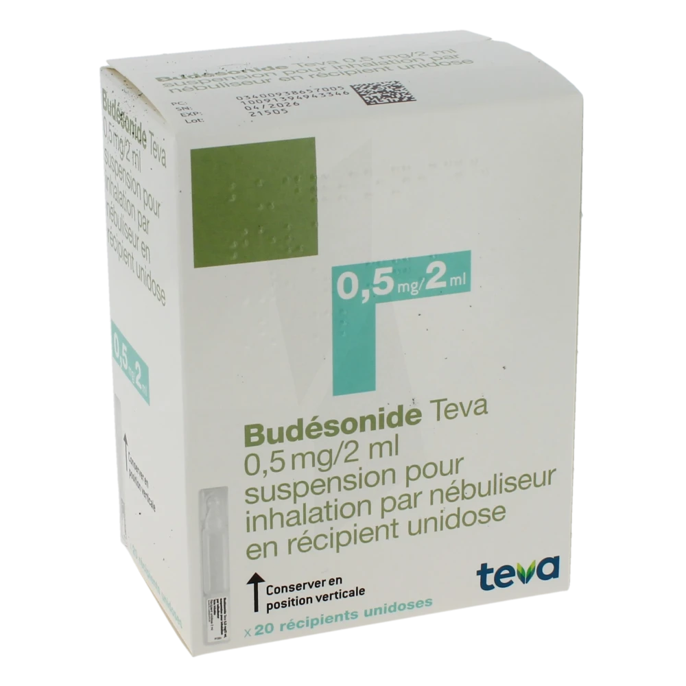 Budesonide Teva 0,5 Mg/2 Ml, Suspension Pour Inhalation Par Nébuliseur En Récipient Unidose