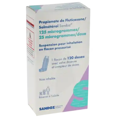 PROPIONATE DE FLUTICASONE/SALMETEROL SANDOZ 125 microgrammes/ 25 microgrammes/dose, suspension pour inhalation en flacon pressurisé
