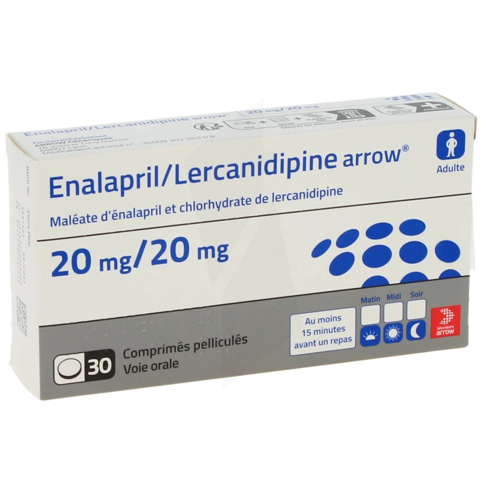 Enalapril/lercanidipine Arrow 20 Mg/20 Mg, Comprimé Pelliculé