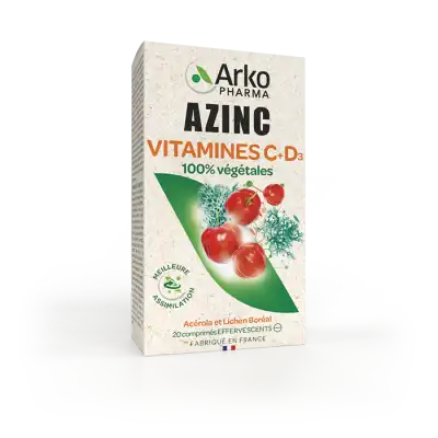 Azinc Végétal Vitamines C + D Acérola Et Lichen Boréal 20 Comprimés à Saint-Brevin-les-Pins