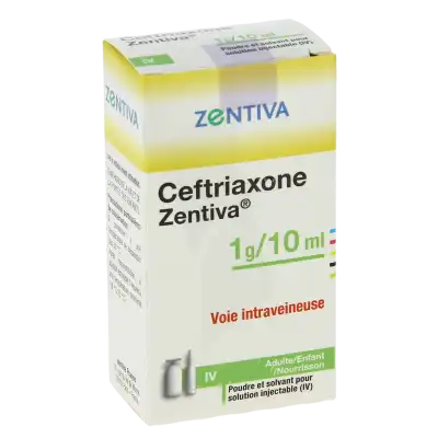 Ceftriaxone Zentiva 1 G/10 Ml, Poudre Et Solvant Pour Solution Injectable (iv) à Eysines