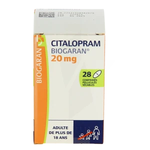 Citalopram Biogaran 20 Mg, Comprimé Pelliculé Sécable