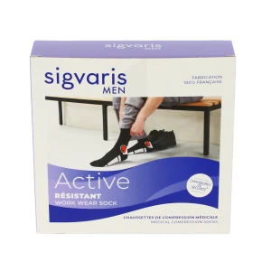 Sigvaris Active Resistant Chaussettes  Homme Classe 2 Noir Large Normal