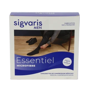 Sigvaris Essentiel Microfibre Chaussettes  Homme Classe 2 Noir X Large Normal