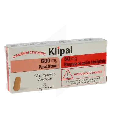 KLIPAL 600 mg/50 mg, comprimé