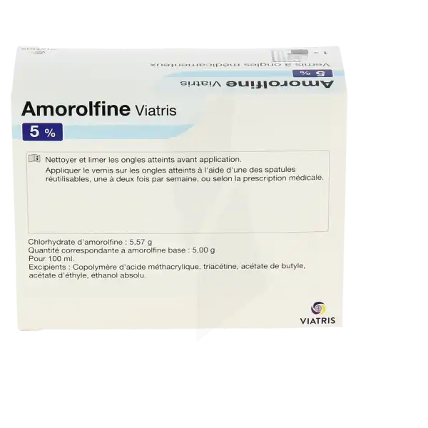 Amorolfine Viatris 5 %, Vernis à Ongles Médicamenteux